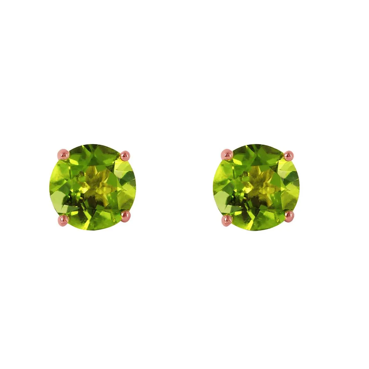 0.95 Carat 14K Solid Rose Gold Petite Peridot Stud Earrings