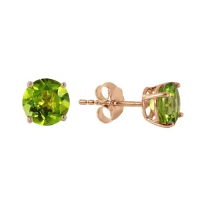 0.95 Carat 14K Solid Rose Gold Petite Peridot Stud Earrings