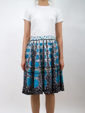 1950s Blue and Black Circle Print Circle Skirt