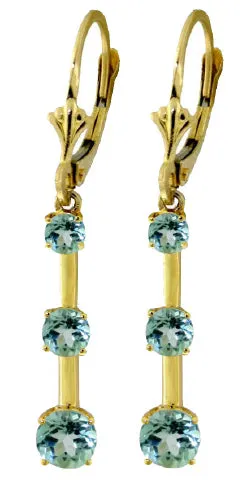 2.5 Carat 14K Solid Yellow Gold Your Scent Blue Topaz Earrings