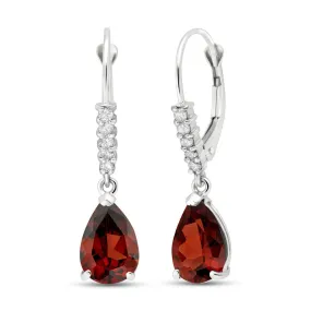 3.15 Carat 14K Solid White Gold Unselfish End Garnet Diamond Earrings