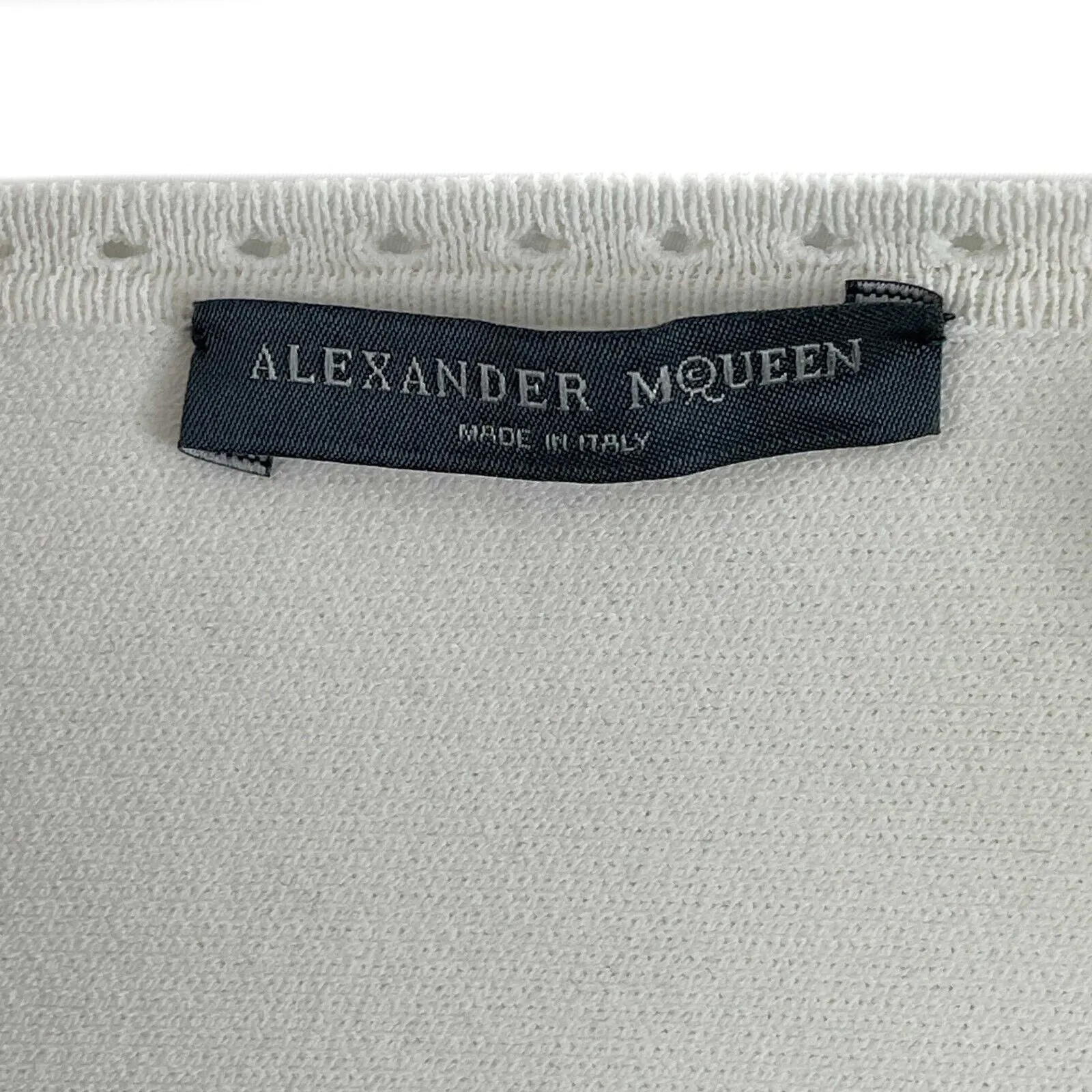 Alexander McQueen Cap-Sleeve Knit Cutout Plisse Cream XS US 0