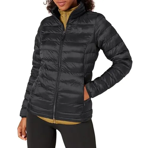 Amazon Essentials Women's Lightweight Long-Sleeve Water-Resistant Packable Puffer Jacket (Available in Plus Size), Black, X-Large