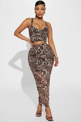 Animal Affair Mesh Skirt Set - Brown/combo