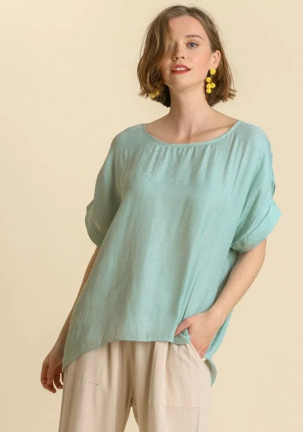 Animal Jacquard Dolman Sleeve Top, Mint