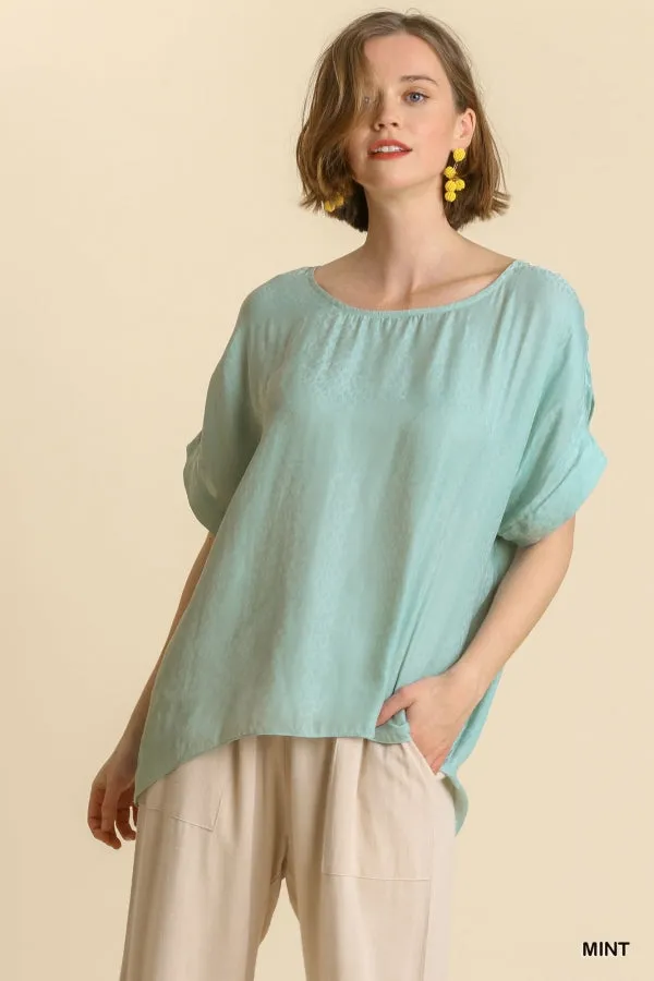 Animal Jacquard Dolman Sleeve Top, Mint