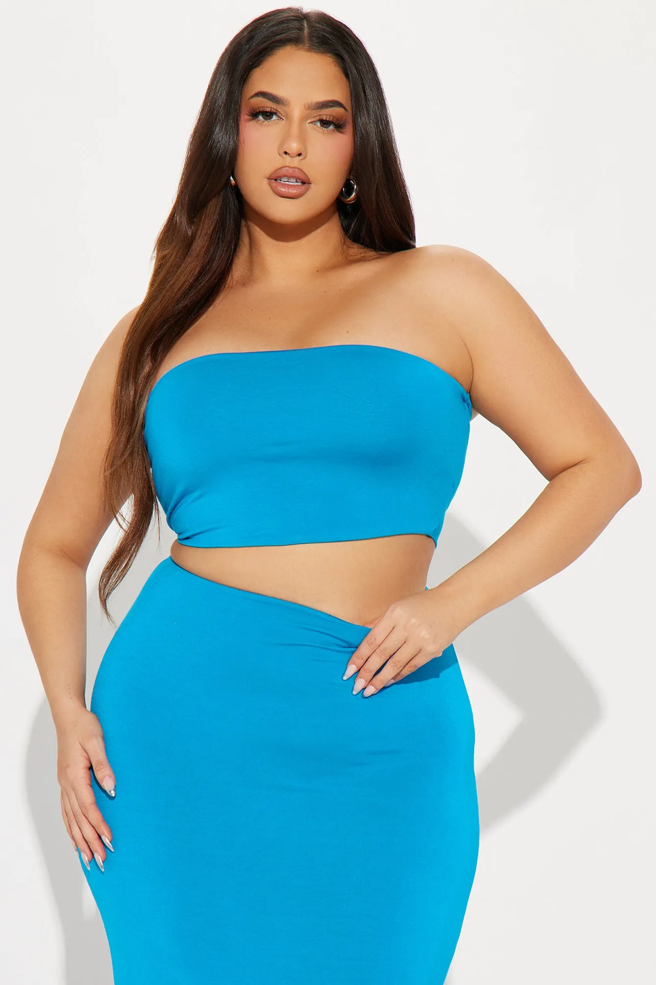 Another Time Double Lined Skirt Set - Turquoise