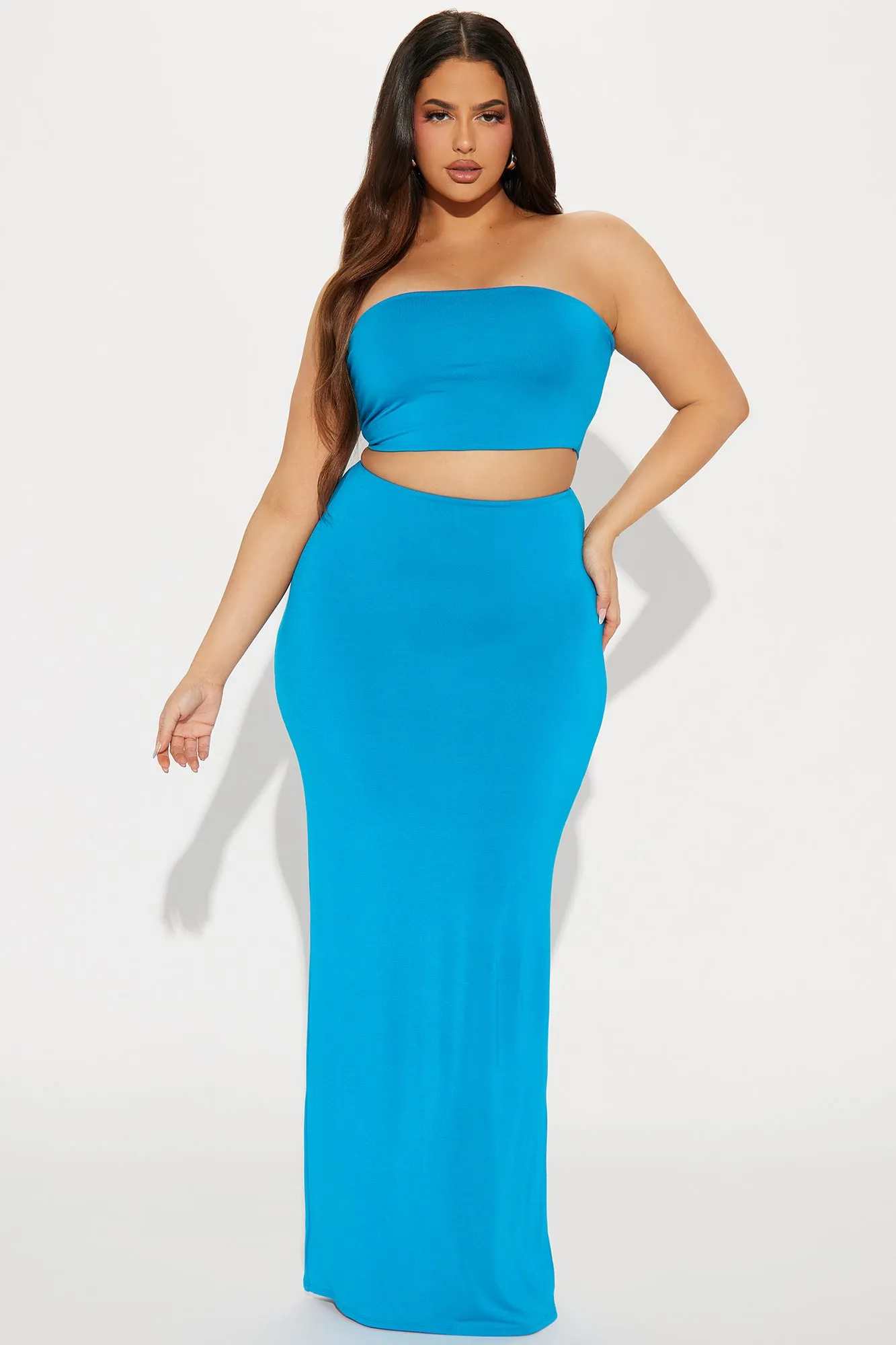 Another Time Double Lined Skirt Set - Turquoise