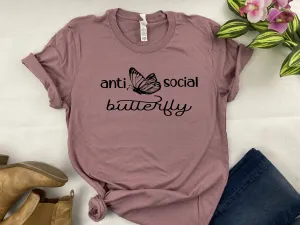 Anti-Social Butterfly - Anti Social  Tee- Bella Canvas T-shirt - Funny fun - Introvert