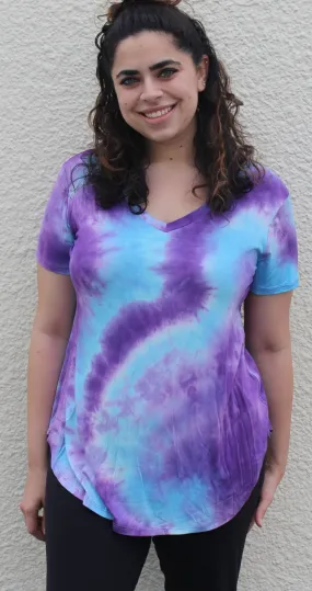 Aqua Purple Tie Dye Top