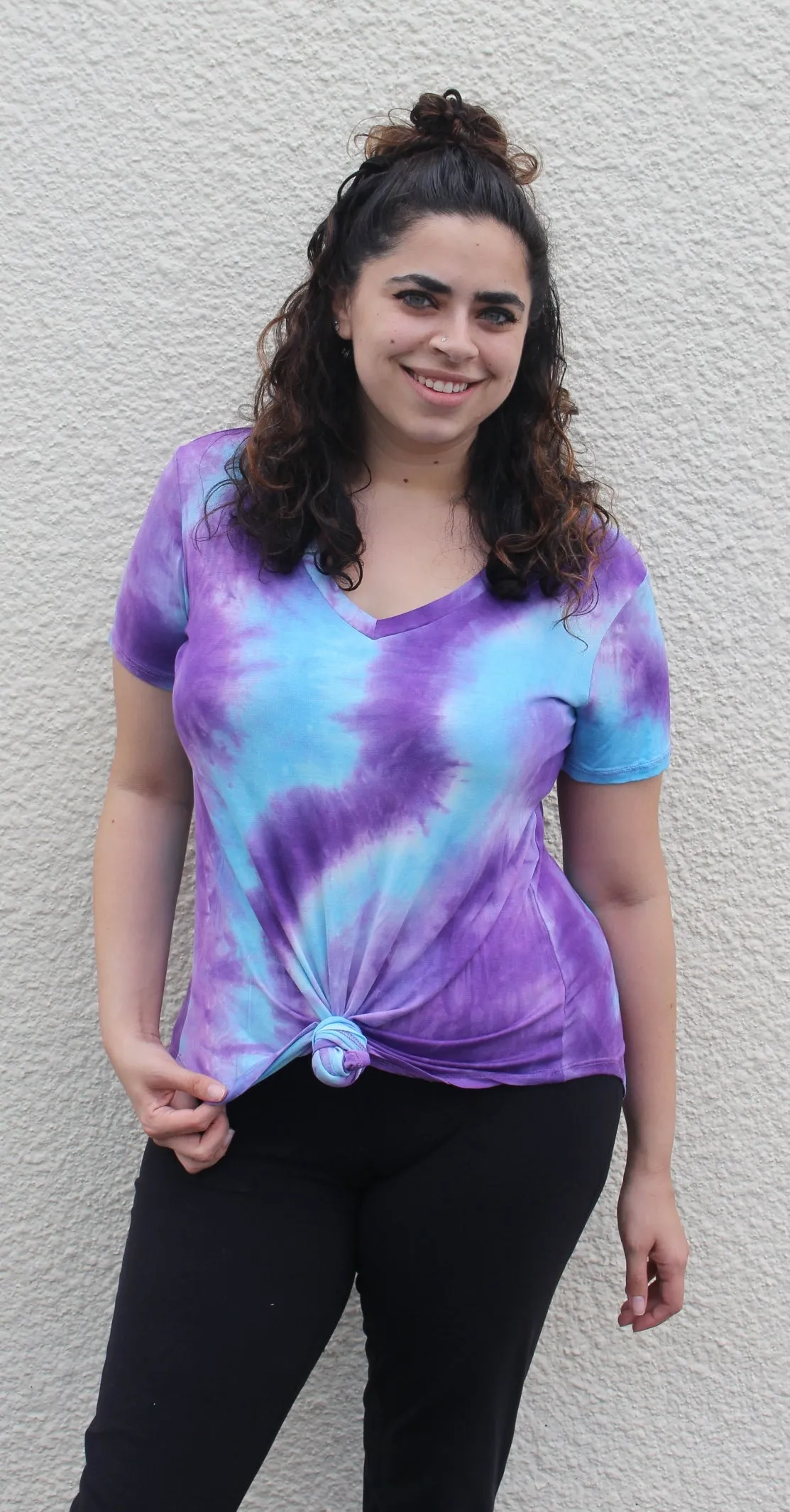 Aqua Purple Tie Dye Top