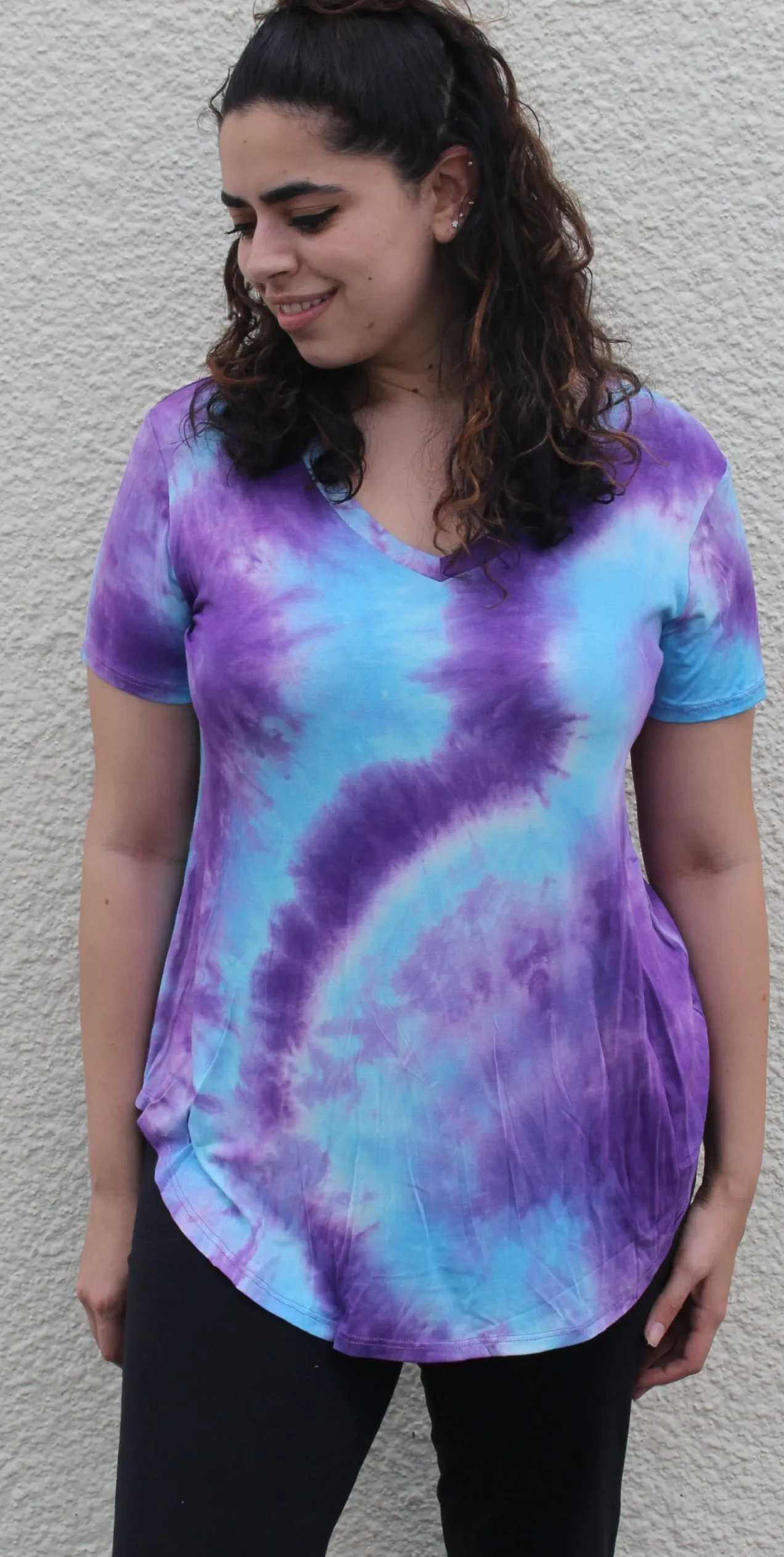 Aqua Purple Tie Dye Top