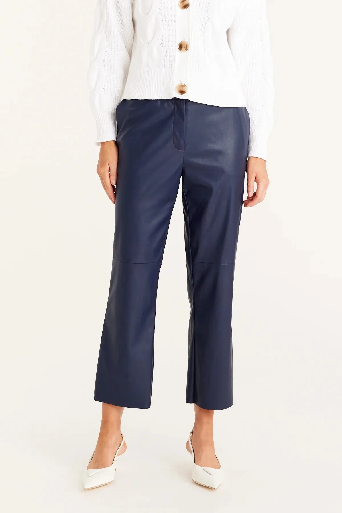 ARLO VEGAN LEATHER PANT | Navy