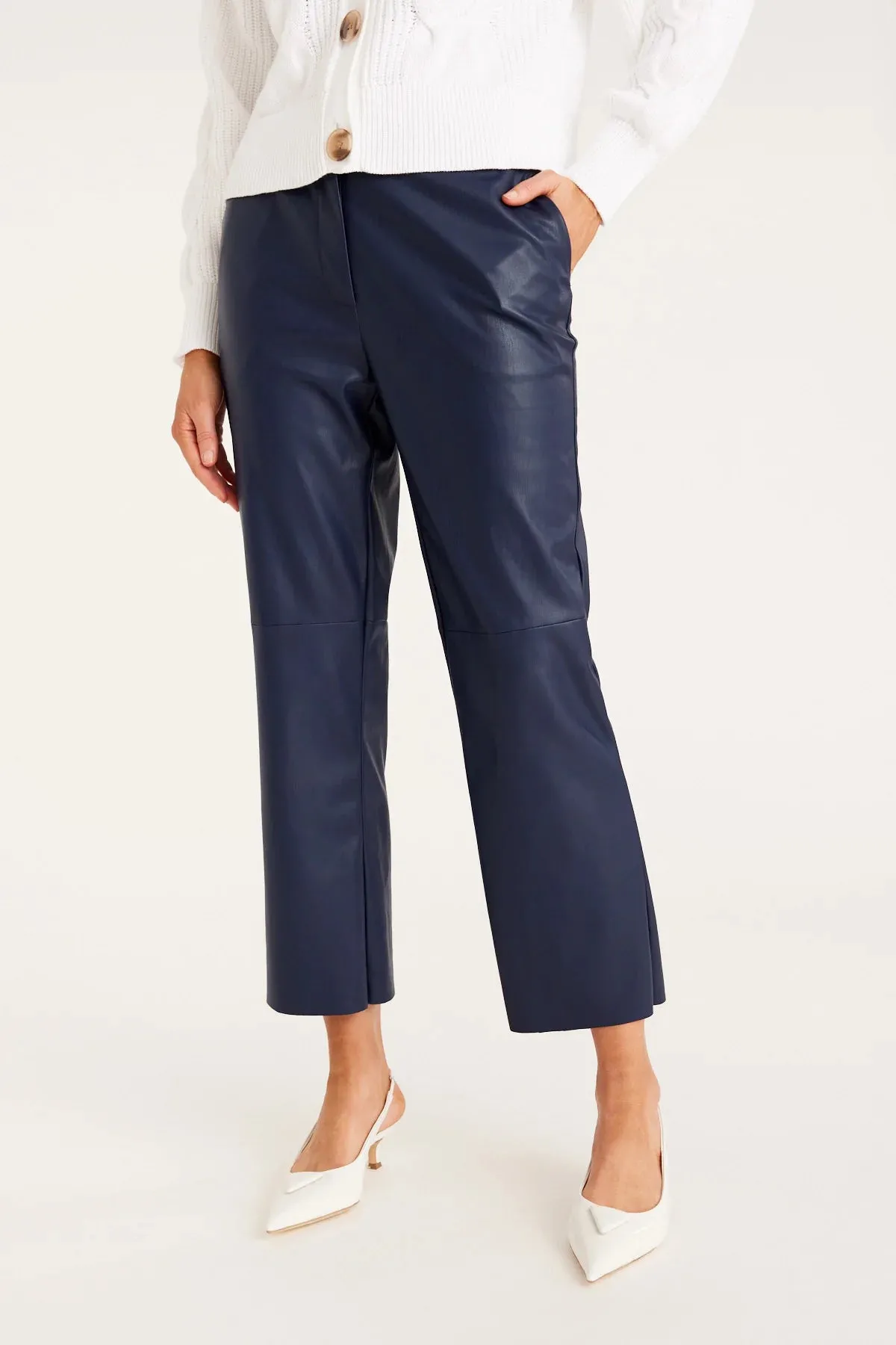 ARLO VEGAN LEATHER PANT | Navy