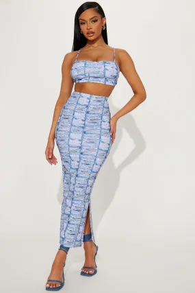 Back Then Skirt Set - Blue/combo