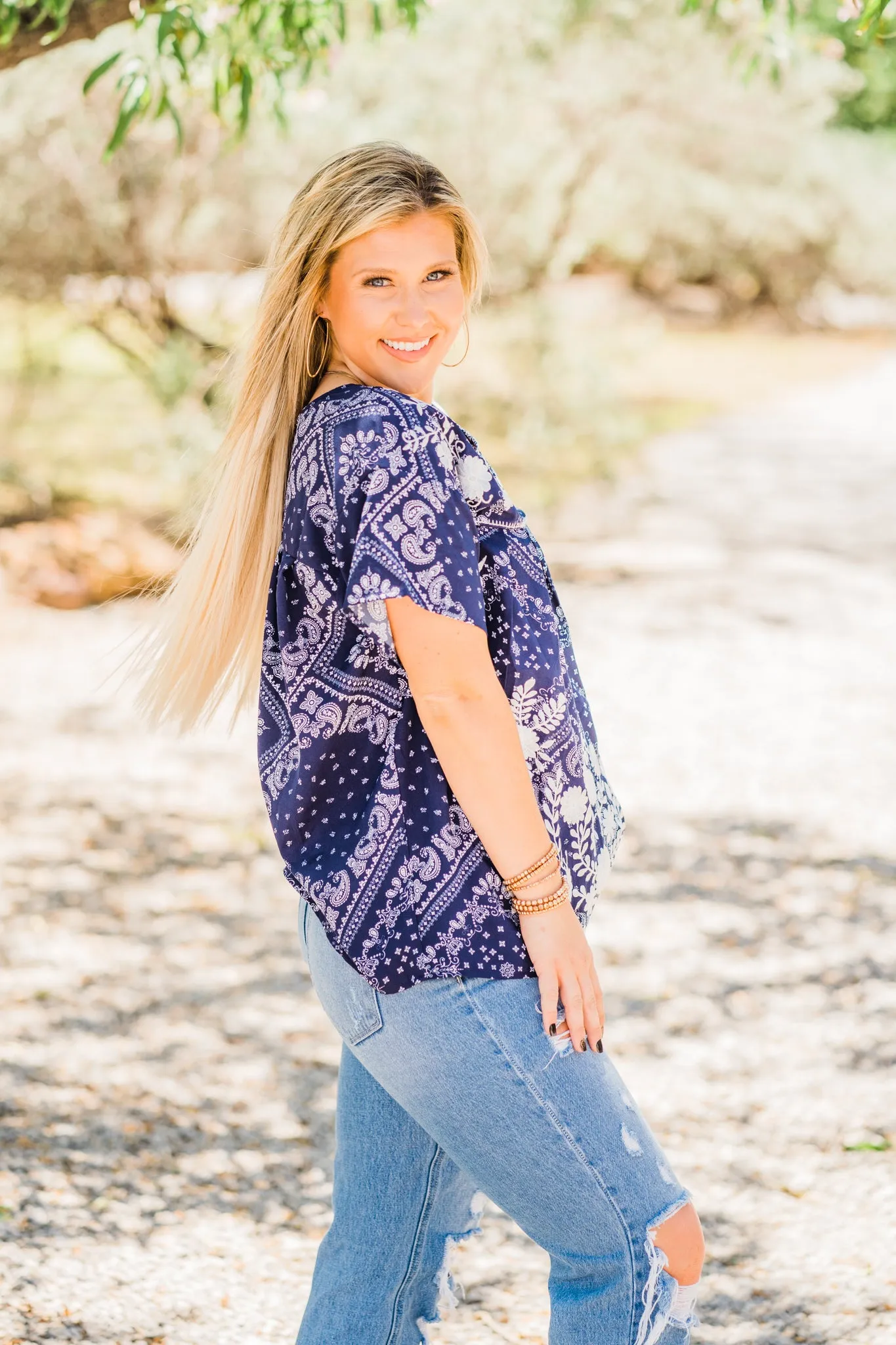 Bandana Embroidered Top