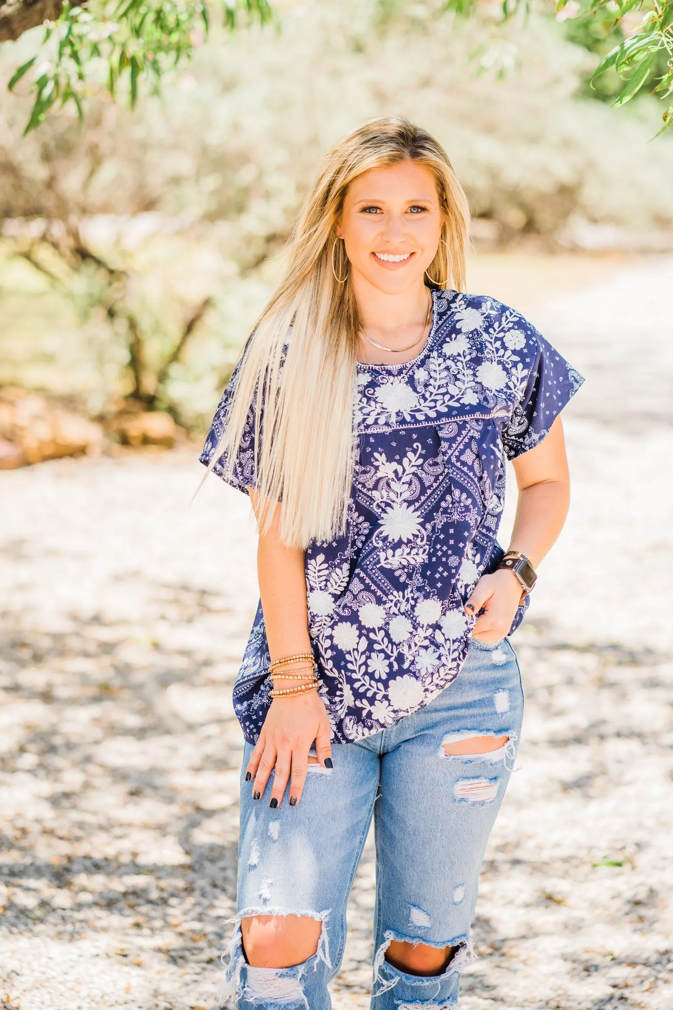 Bandana Embroidered Top