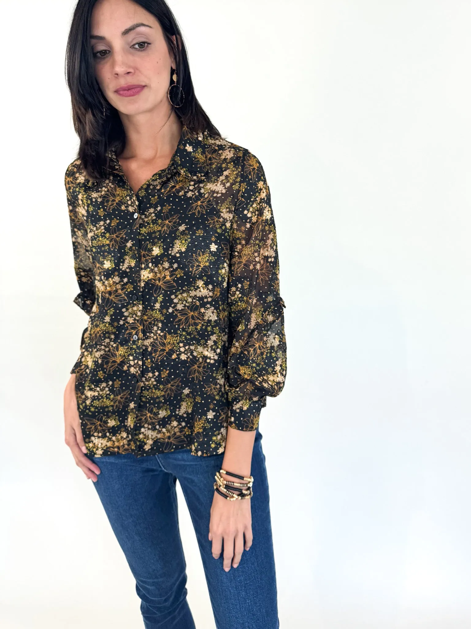 Black & Gold Floral Blouse