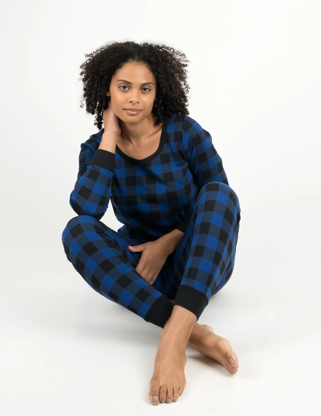 Black & Navy Plaid Matching Family Pajama Set