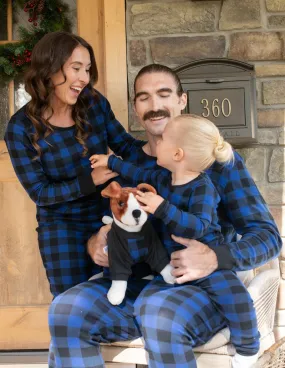 Black & Navy Plaid Matching Family Pajama Set