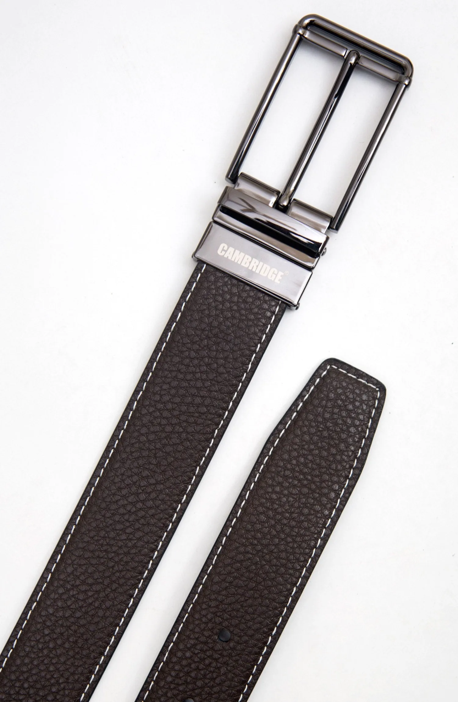 Black And Brown Reversible, Textured Leather Belt