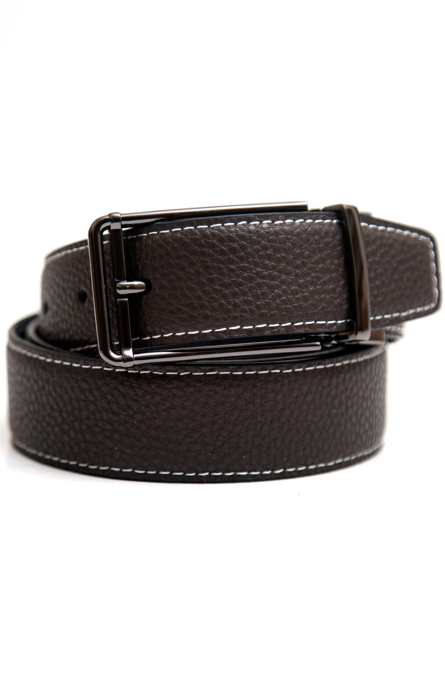 Black And Brown Reversible, Textured Leather Belt