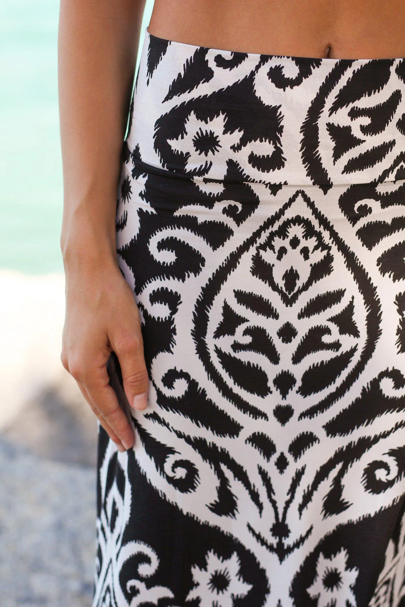 Black and White Printed Maxi Skirt