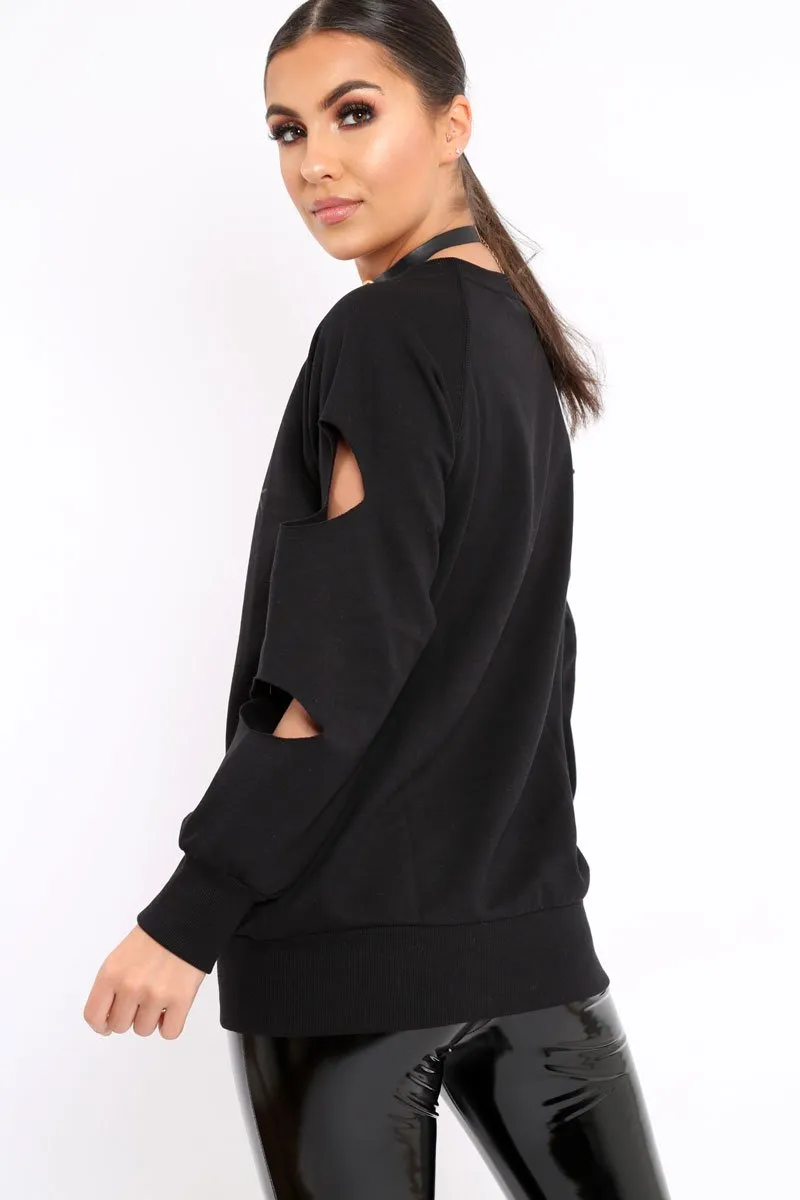 Black Anti Social Slogan Jumper - Aaruhi