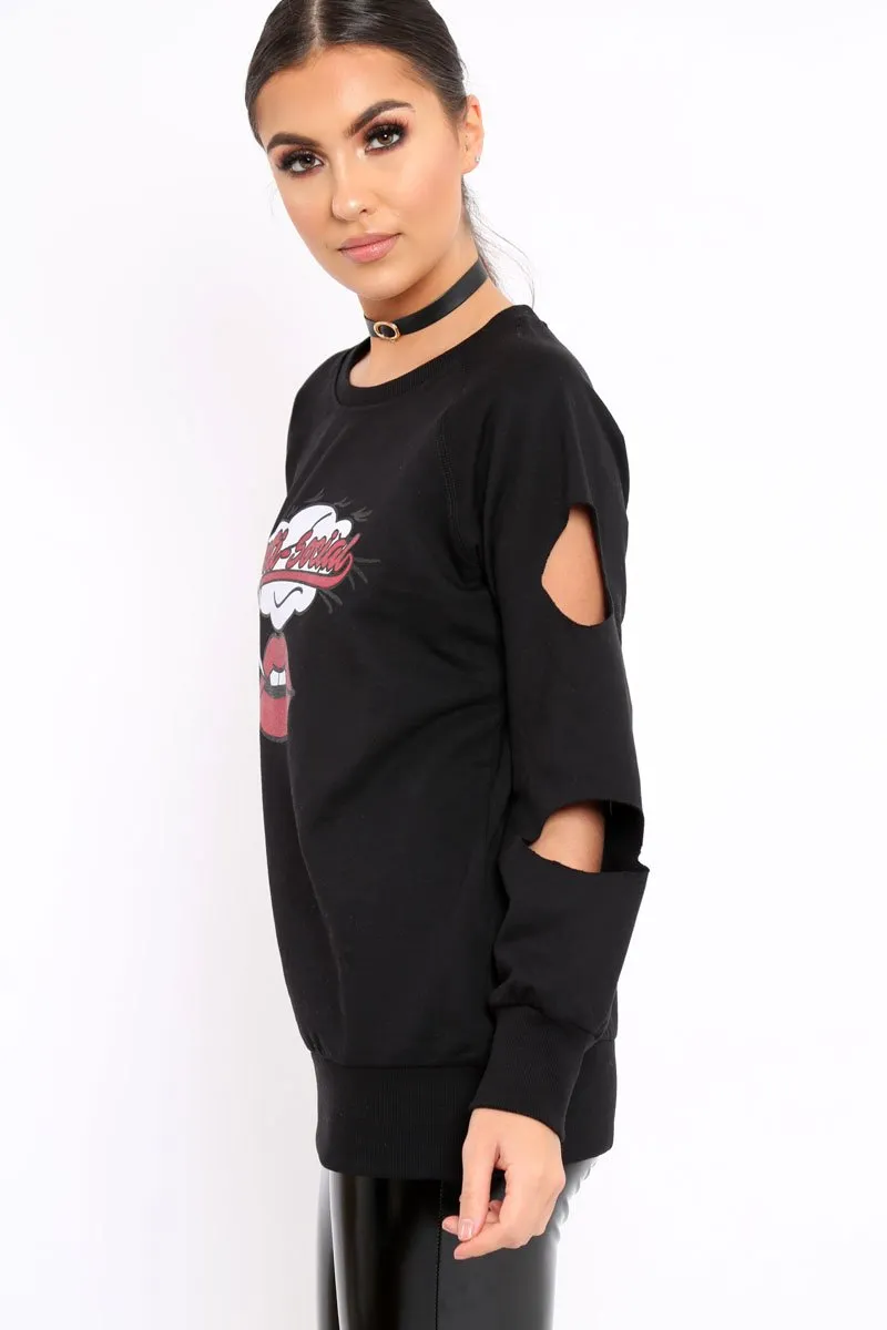 Black Anti Social Slogan Jumper - Aaruhi