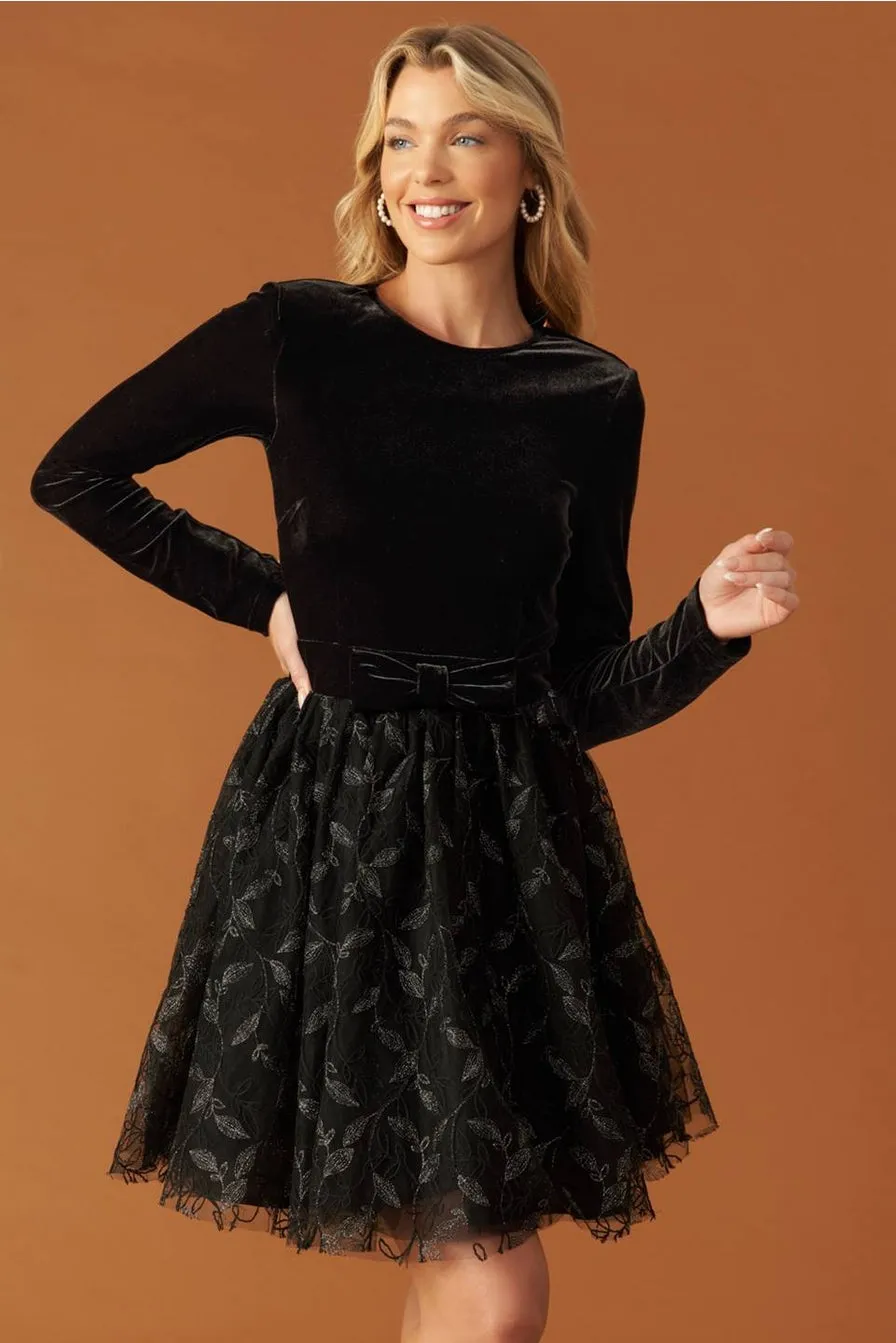 Black Velvet & Tulle Mini Dress