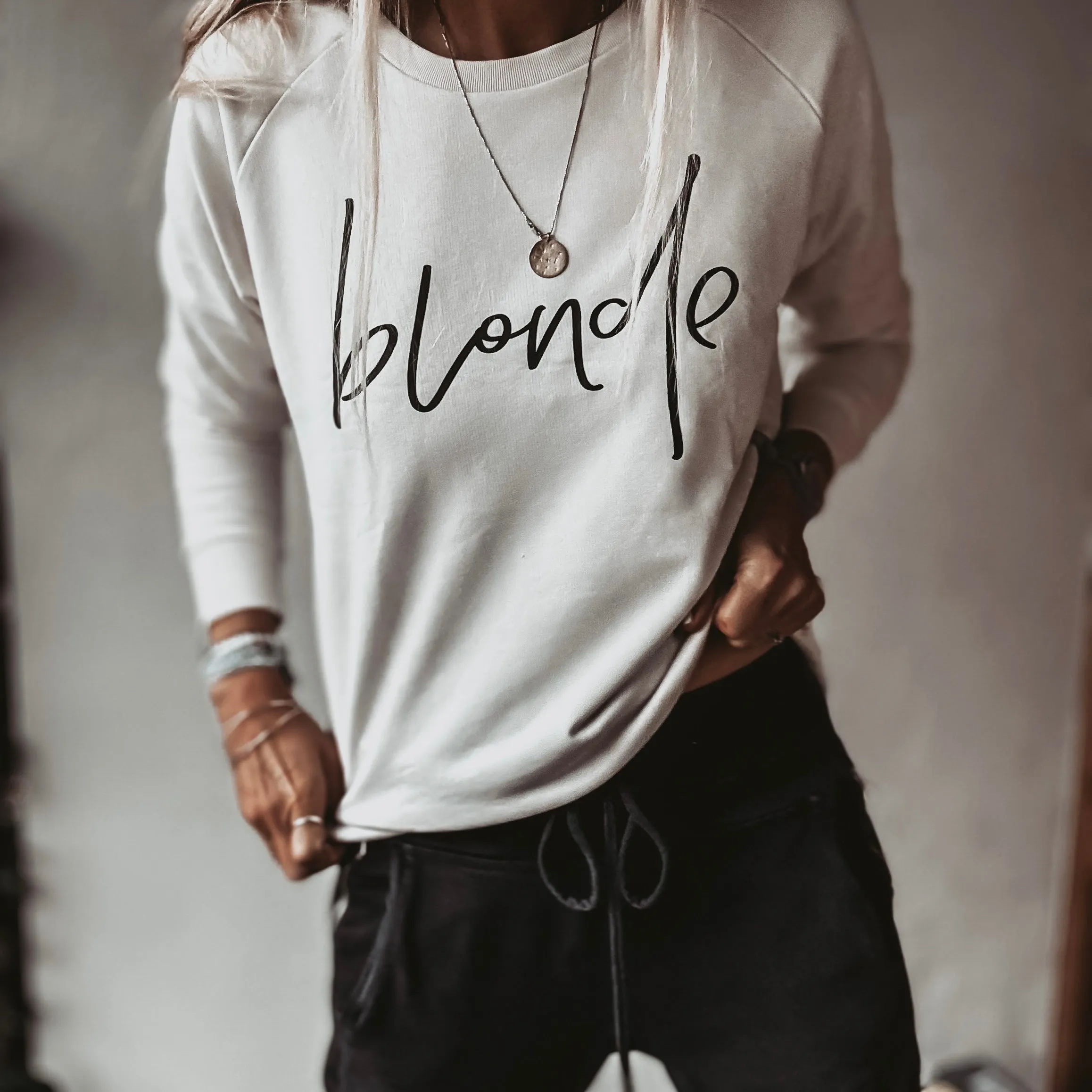 BLONDE vintage white (cream) sweatshirt *relaxed style* NEW