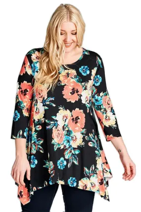 Blooming Beauty Floral Swing Top, Black