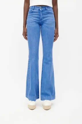 Blue Flared Denim Jeans