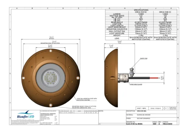 Bluefin Orca 048CC Colour Change Surface Mount Underwater Light 24V