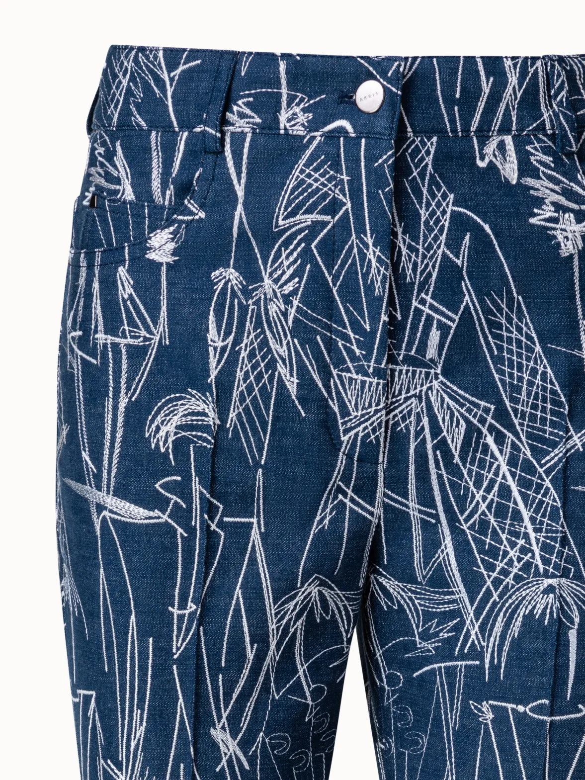 Bootcut Denim Pants with Croquis Embroidery