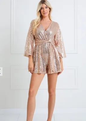 Bronze Sequined Knot Romper