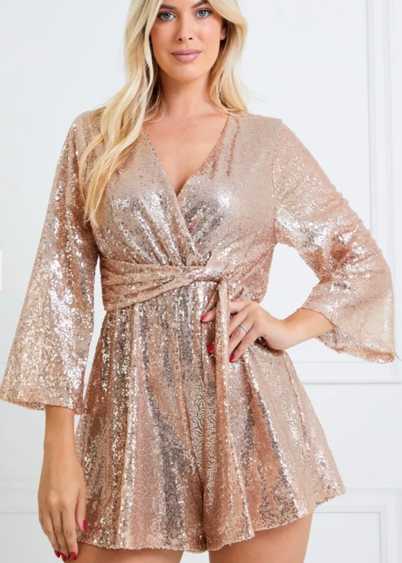 Bronze Sequined Knot Romper