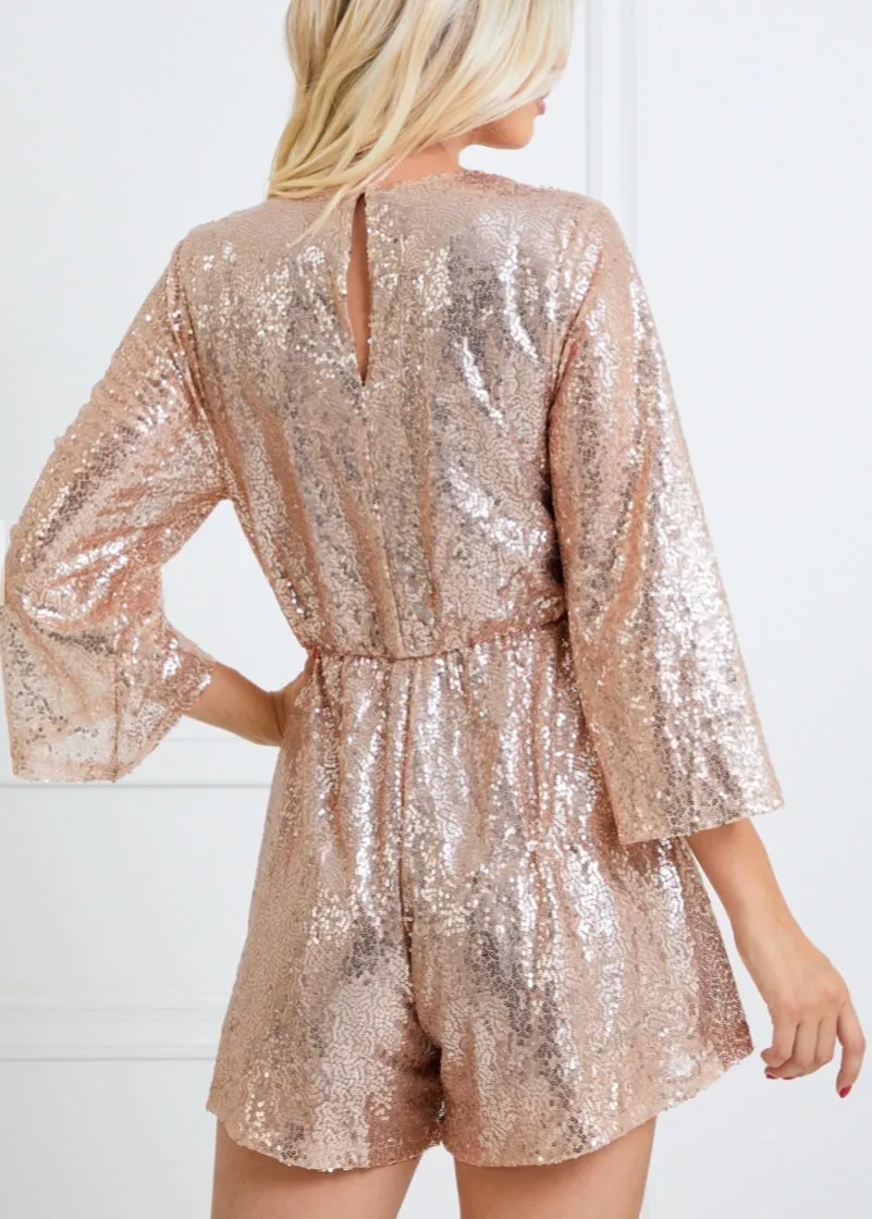 Bronze Sequined Knot Romper