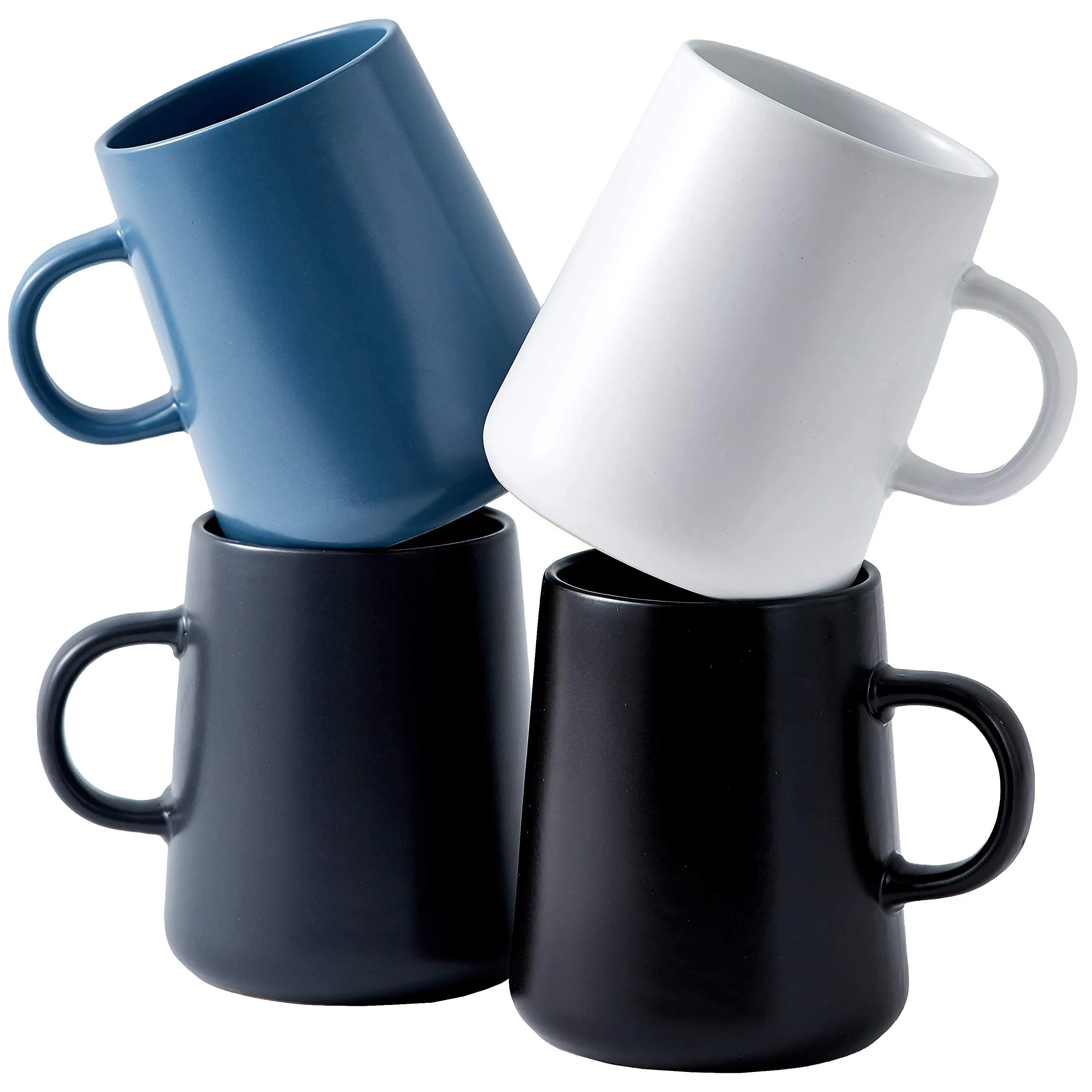 Bruntmor Modern Matte Large 16 Oz Ceramic Coffee Mug Set Of 4 Cups For Coffee, Latte