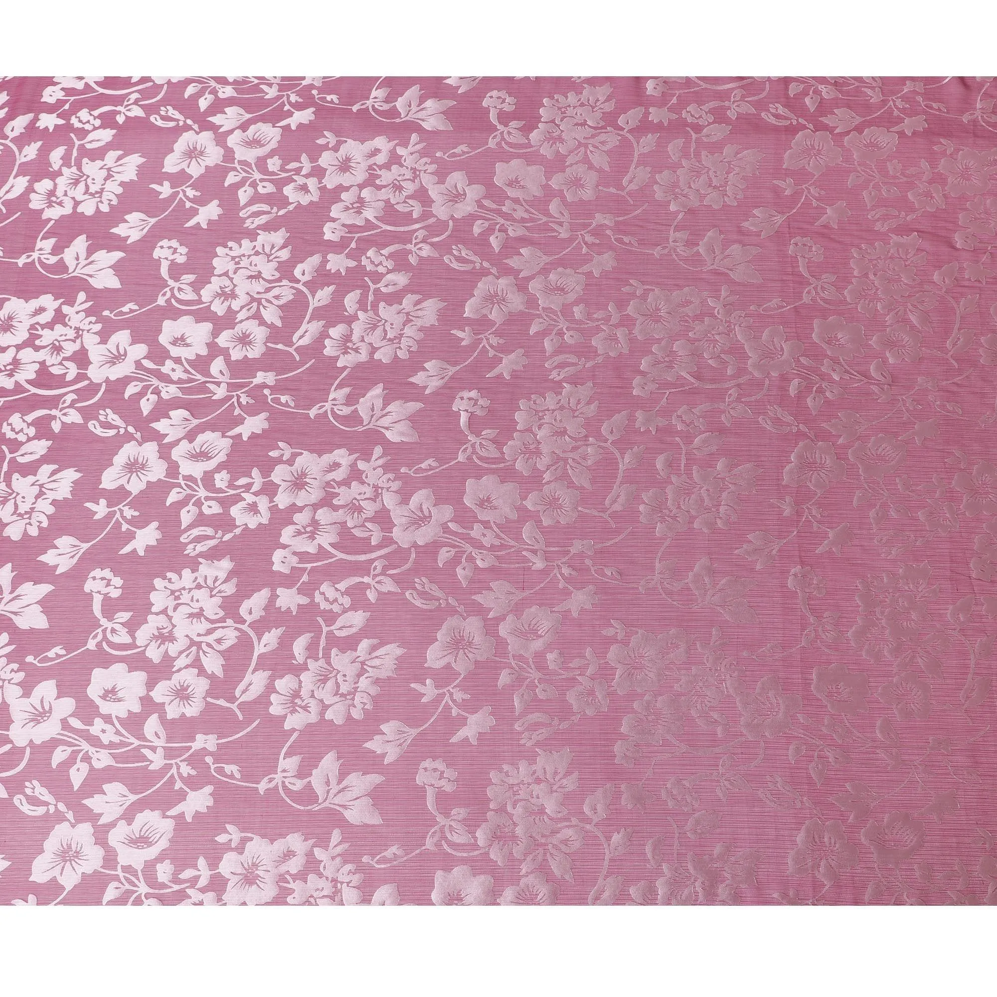 Burgundy Premim pure silk chiffon fabric with silver jacquard in floral design-D15320