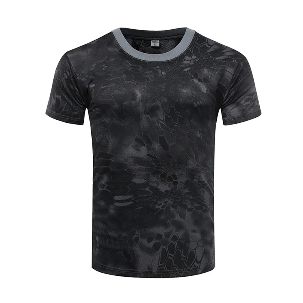 Camouflage Tactical Shirt Short Sleeve Men's Breathable Quick Dry Combat T-Shirt Outdoor T Shirt Camo Hiking Hunting Shirts