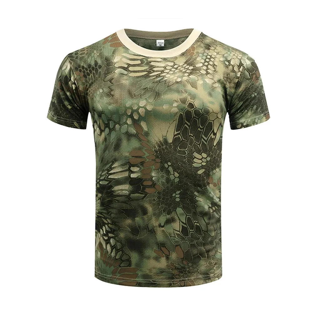 Camouflage Tactical Shirt Short Sleeve Men's Breathable Quick Dry Combat T-Shirt Outdoor T Shirt Camo Hiking Hunting Shirts