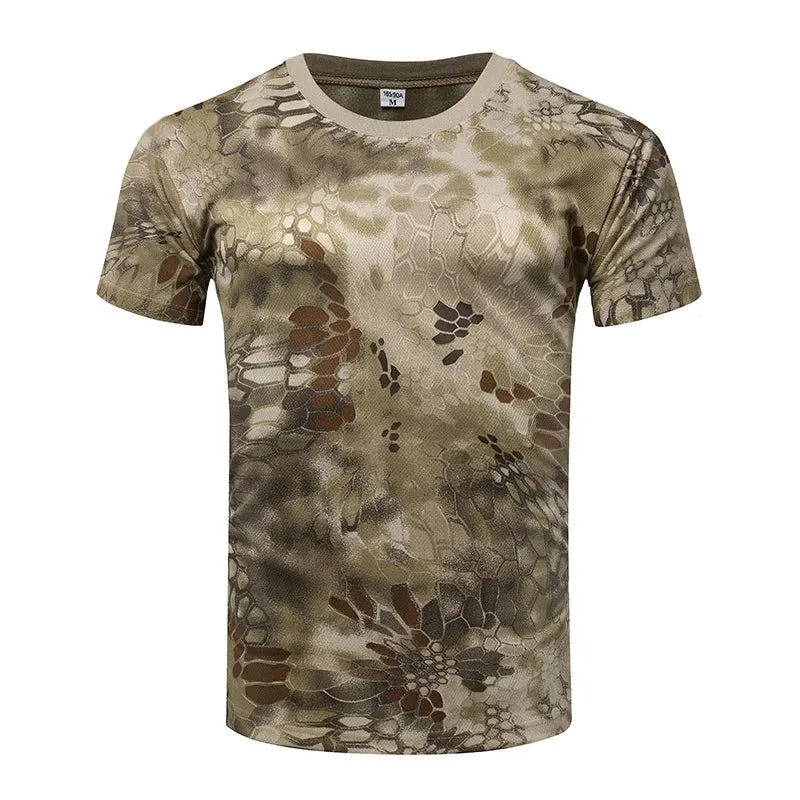 Camouflage Tactical Shirt Short Sleeve Men's Breathable Quick Dry Combat T-Shirt Outdoor T Shirt Camo Hiking Hunting Shirts