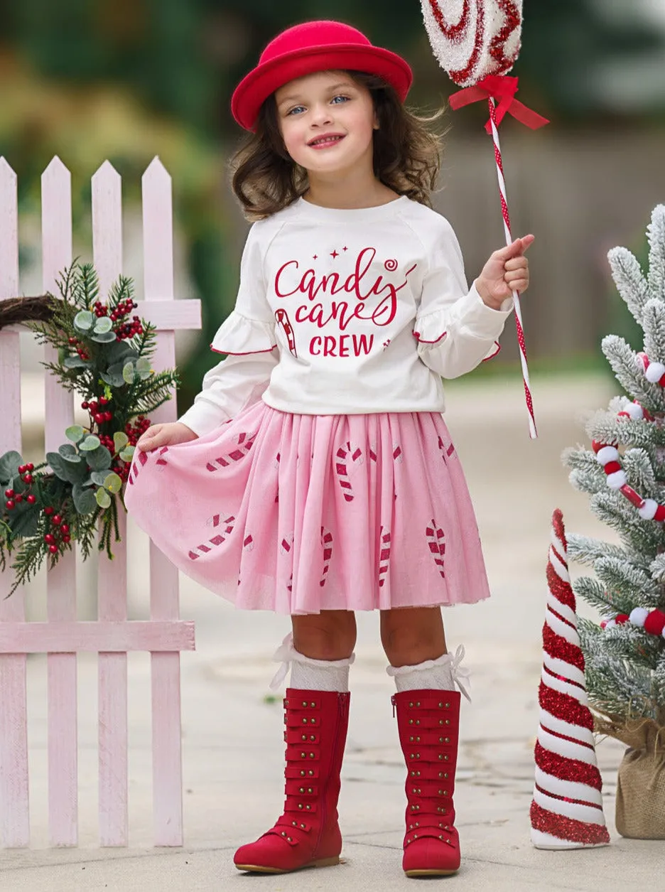 Candy Cane Crew Christmas Tutu Skirt Set