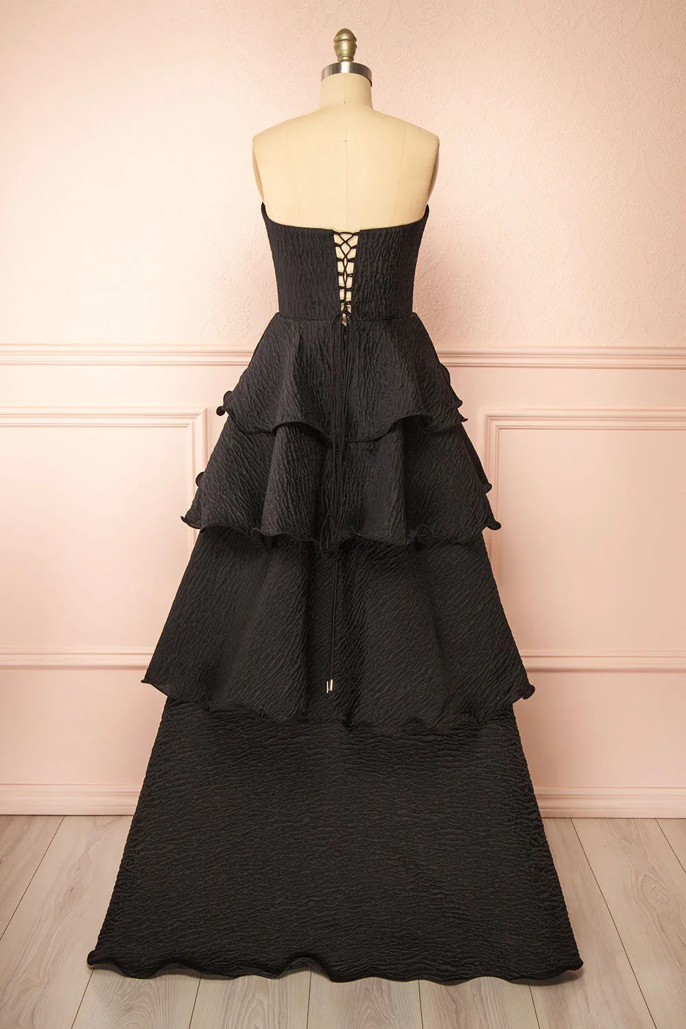 Carrie | Black Layered Organza Maxi Dress