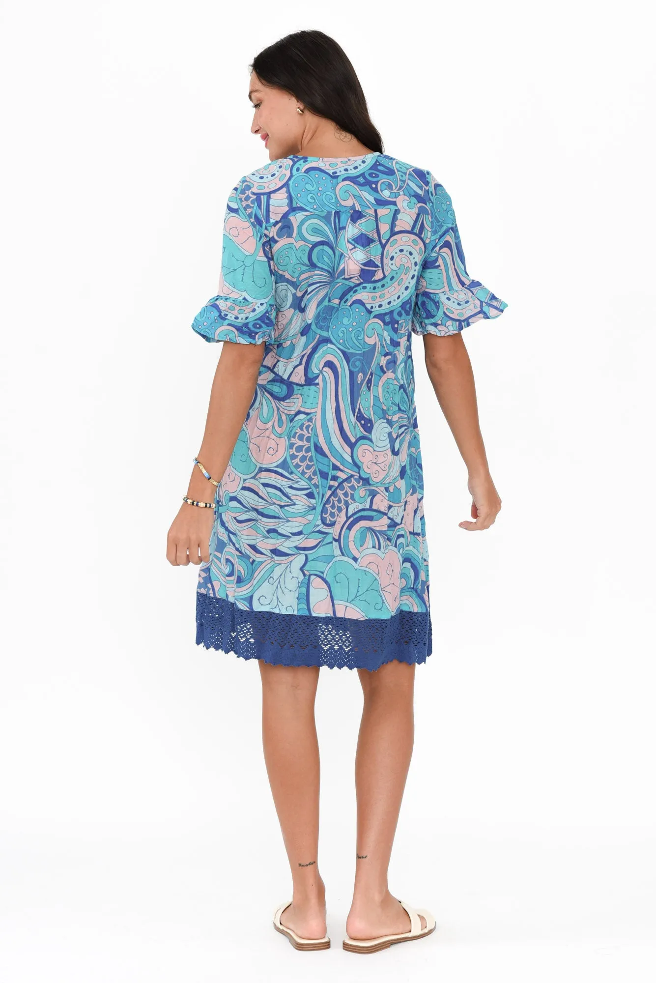 Cayman Blue Paisley Cotton Tunic Dress