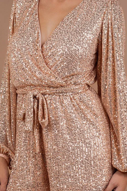 Champagne Stedy Selling Fabulous Sequin Surplice Romper