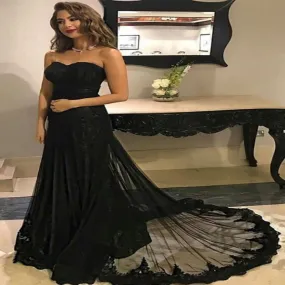 Cheap Sleeveless Black Evening Prom Dresses Luscious Long Ball Gown Pleated Zipper Dresses, TYP0723