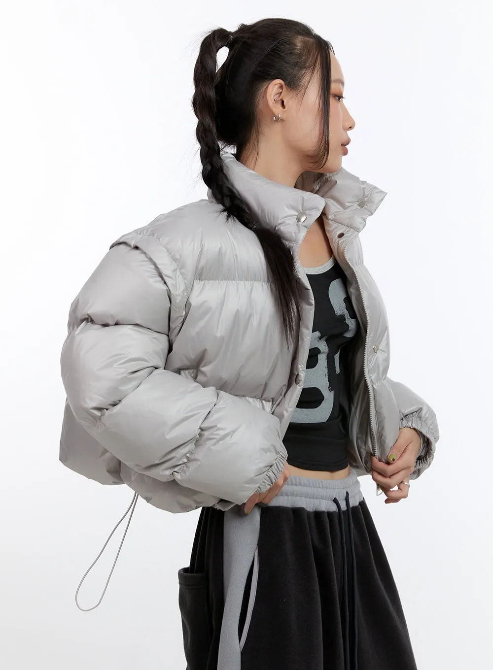 Chic Detachable Crop Puffer Jacket CN401