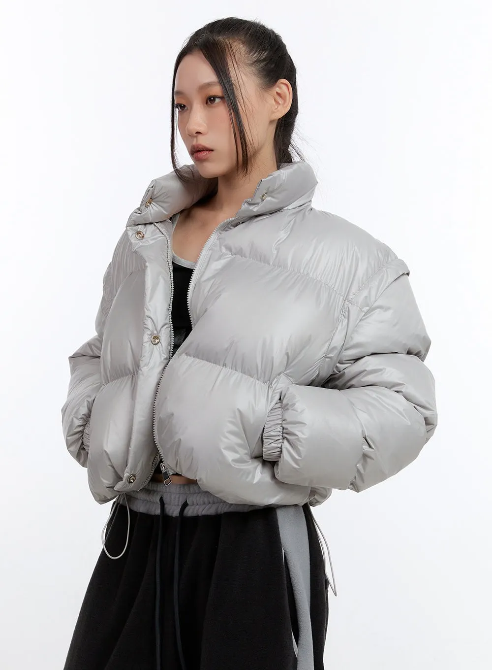 Chic Detachable Crop Puffer Jacket CN401